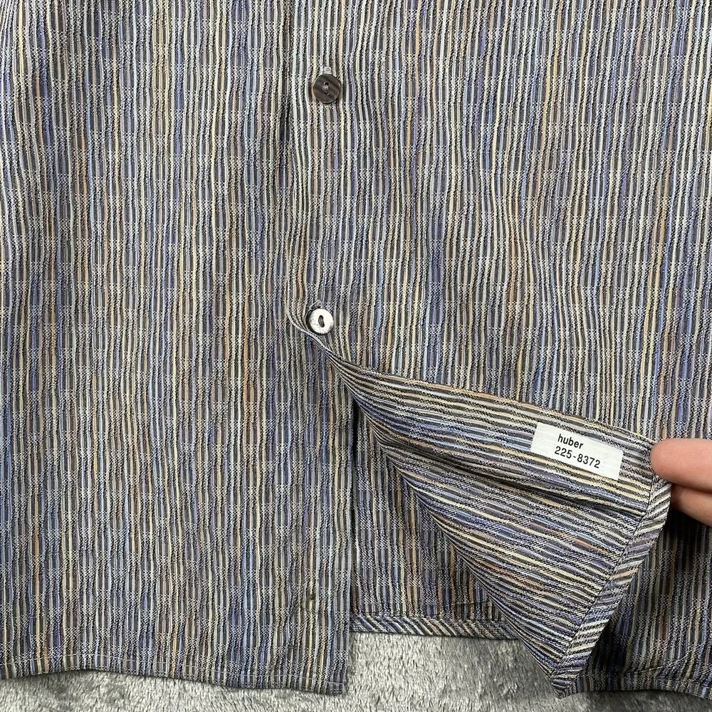 Jhane Barnes Shirt Mens XXL Long Sleeve Geometric Striped Silk Blend Button Down